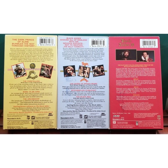 The Black-Adder I Pt 1 & 2 Black-Adder 2 Pt 1 Rowan Atkinson BBC 3 VHS Tapes - Picture 3 of 3